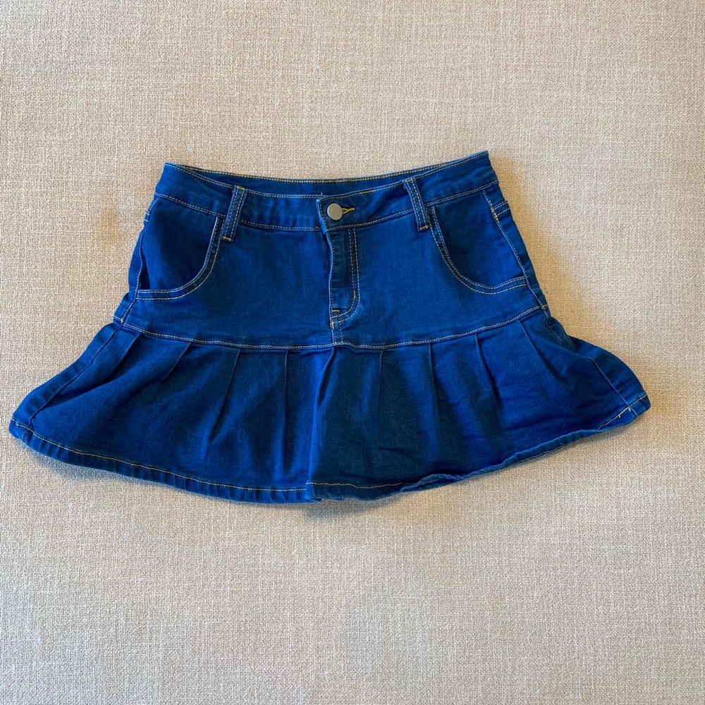 Cider blue jean flare skirt shorts